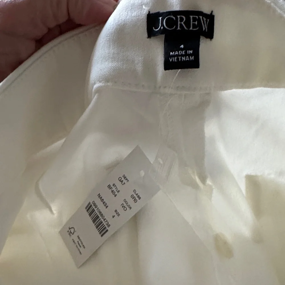 NWT J. Crew Sydney Wide-Leg High-Rise White Dress Pants With Bi-Flex Stretch, 4. - Picture 8 of 12